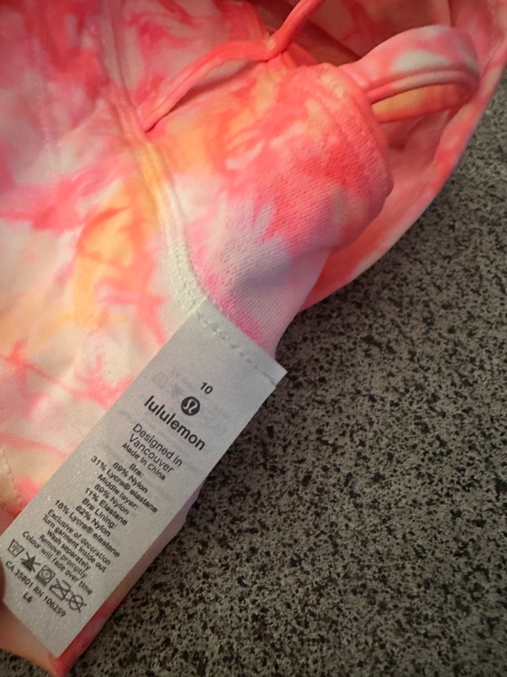 lululemon Energy high neck Sports Bra - Shibori grapefruit sz 10 - Picture 3 of 3